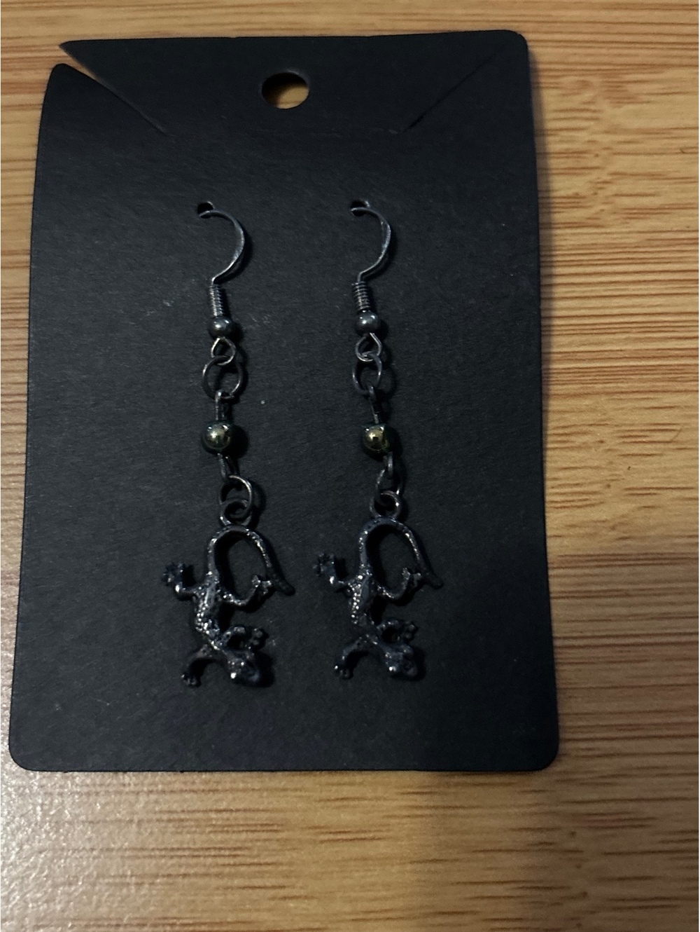 Black Gecko Dangle Earrings